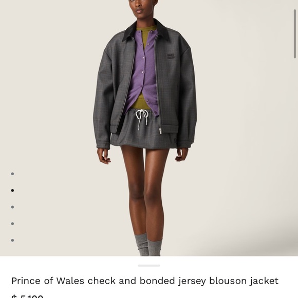 Miu Miu Prince of Wales Check Blouson Jacket - Picture 3 of 4